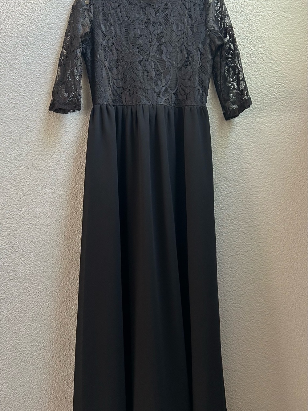 Girls' Black Lace Bodice Formal Maxi Dress